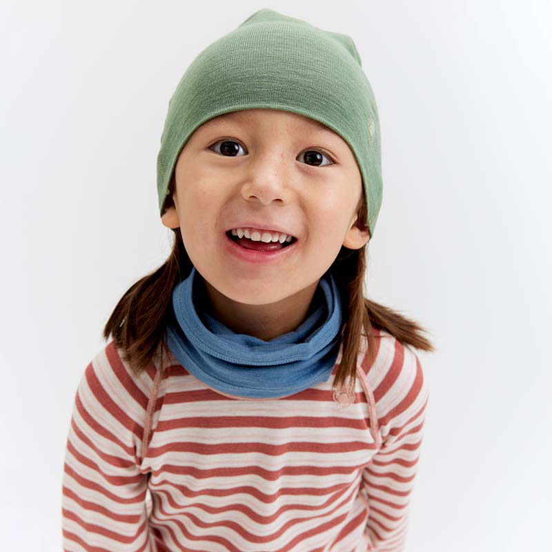 Wool Beanie KidsJr, Green Melange, hi-res